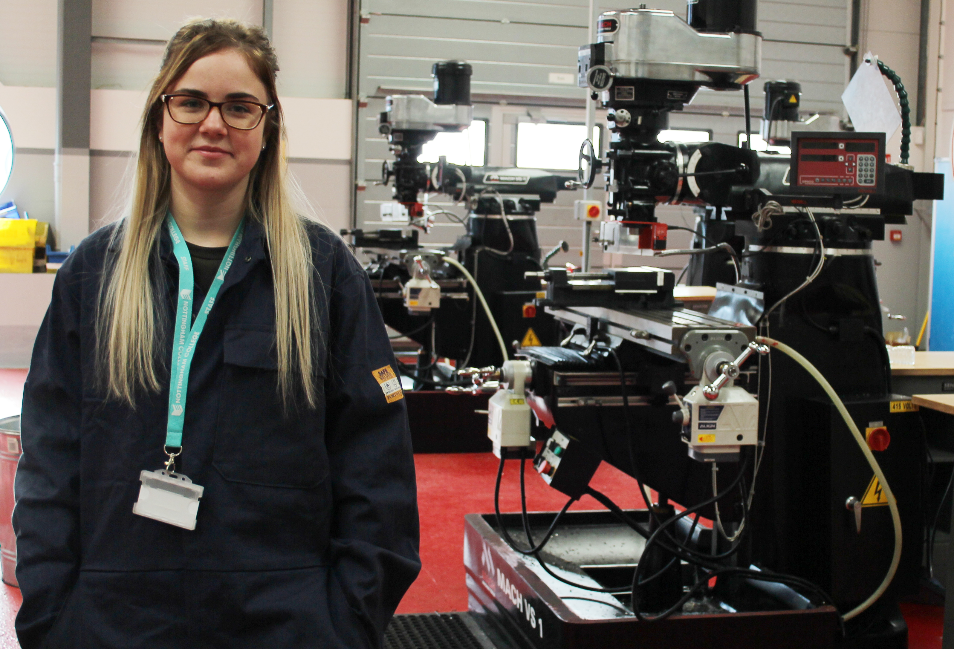 Chloe Nunn in a Nottingham College Engineering workshop
